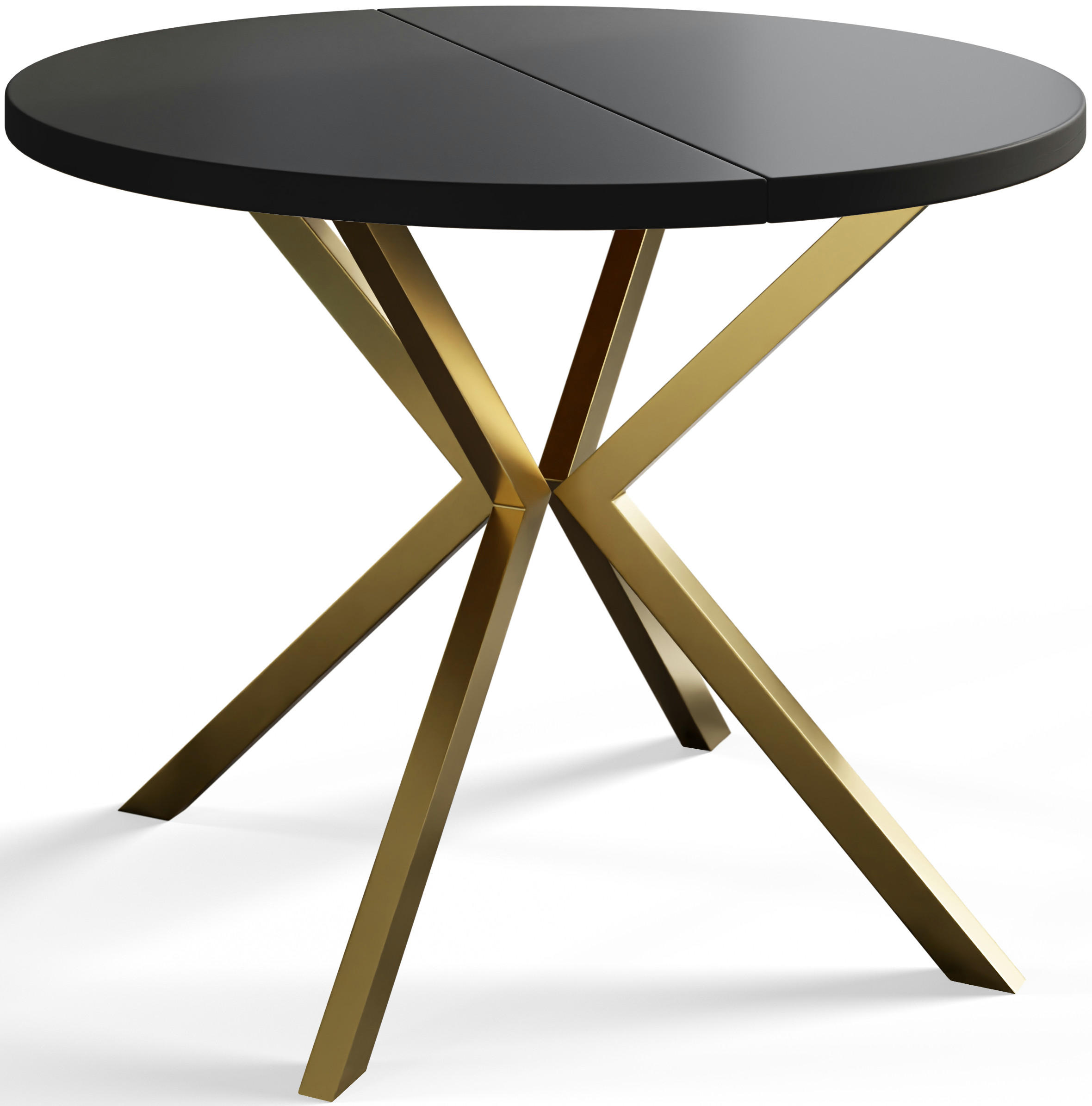 ESSZIMMERTISCH LOFT LITEN, ausziehbarer Tisch 90 cm/170 cm, Farbe: Schwarz, mit Metallbeinen in Farbe Gold - Goldfarben/Schwarz, Holzwerkstoff (90/90/76cm) - Alpi-Möbel
