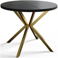 ESSZIMMERTISCH LOFT LITEN, ausziehbarer Tisch 90 cm/170 cm, Farbe: Schwarz, mit Metallbeinen in Farbe Gold - Goldfarben/Schwarz, Holzwerkstoff (90/90/76cm) - Alpi-Möbel