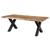 BAUMTISCH Sheesham 180x90x77 natur sandgestrahlt / X-Beine anthrazit glänzend FREEFORM 5 - Naturfarben, Holz (180/90/77cm) - Massivmoebel24