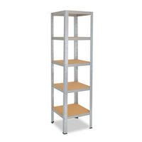 SCHWERLASTREGAL HOME 155x30x30 cm in verzinkt mit 5 Böden und 175 kg Traglast pro Boden - Silberfarben, Metall (30/155/30cm) - shelfplaza