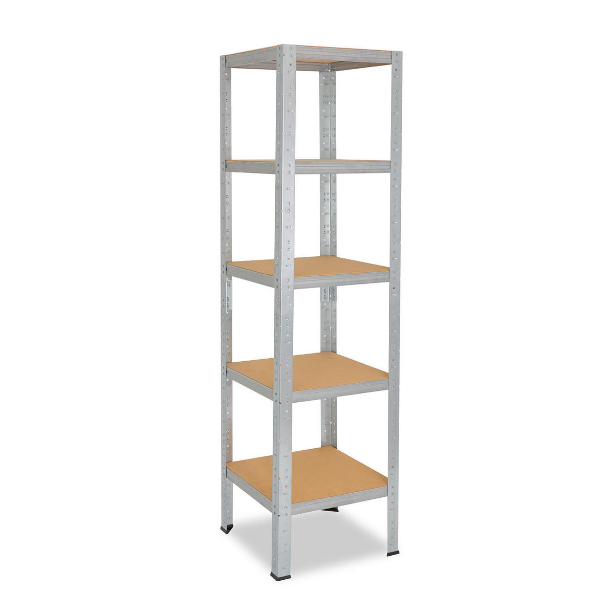 SCHWERLASTREGAL HOME 155x30x30 cm in verzinkt mit 5 Böden und 175 kg Traglast pro Boden - Silberfarben, Metall (30/155/30cm) - shelfplaza
