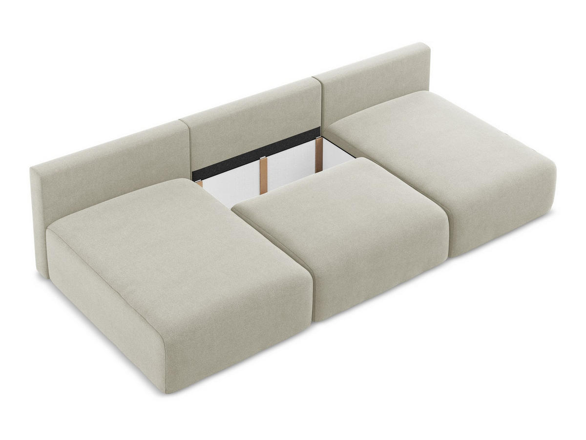 WOHNLANDSCHAFT Strukturstoff Stoff Beige - Beige/Creme, Kunststoff/Textil (304/79/149cm) - Makamii