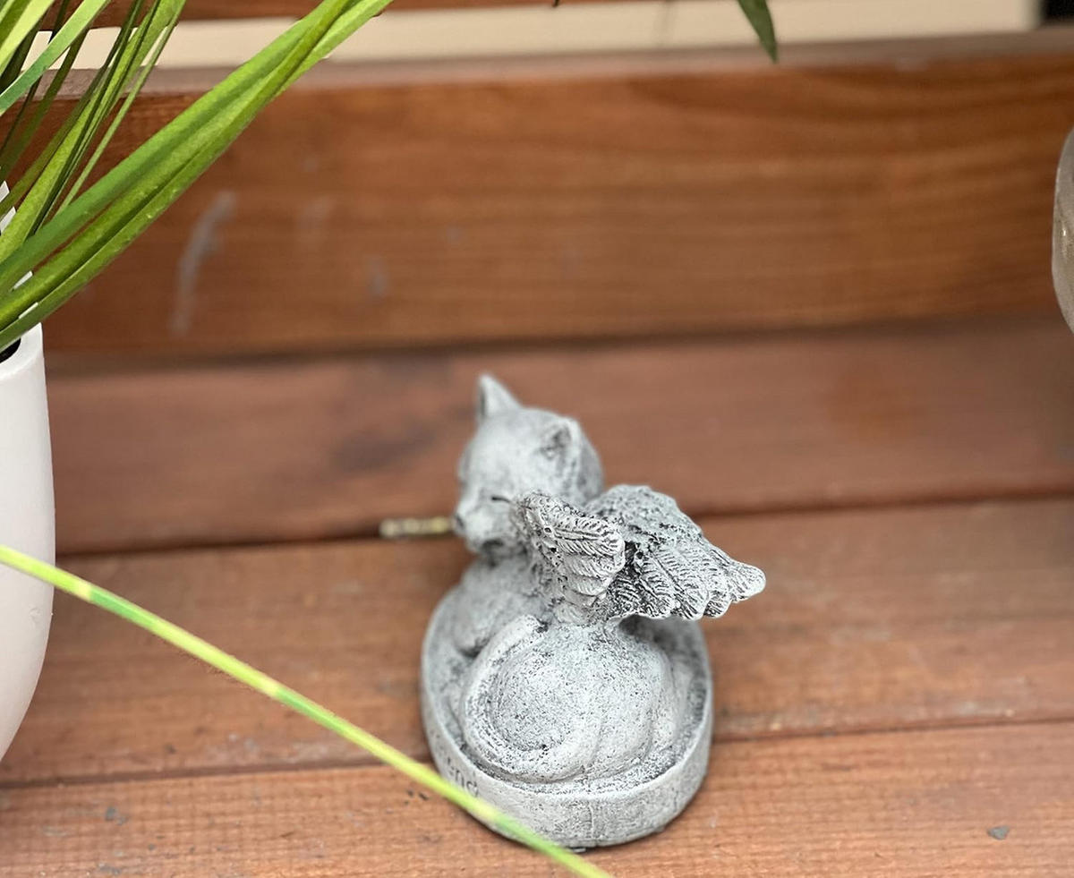 STEINFIGUR Katze frostfest Bye Bye My Friend frostfest massiv Grabstein - Grau, Stein (6/8/7cm) - stoneandstyle