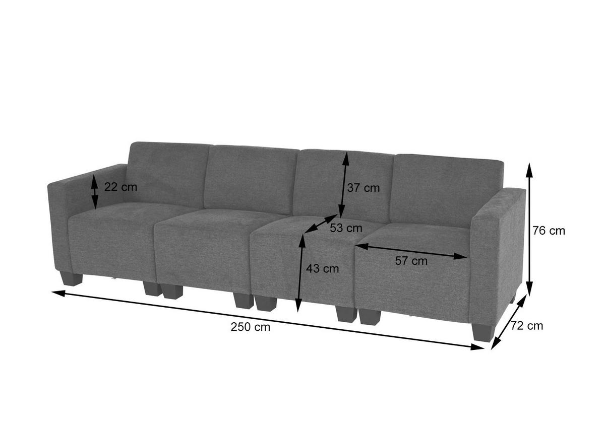 4-SITZER SOFA COUCH Grau - Grau, Textil (250/76/72cm) - MCW