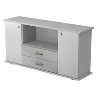 SIDEBOARD mit 2 Schübe & 2 Türen 44,8/166,1/84 cm in Grau Knauf/Streifengriff - Grau, Holzwerkstoff (166.1/84/44.8cm) - bümö