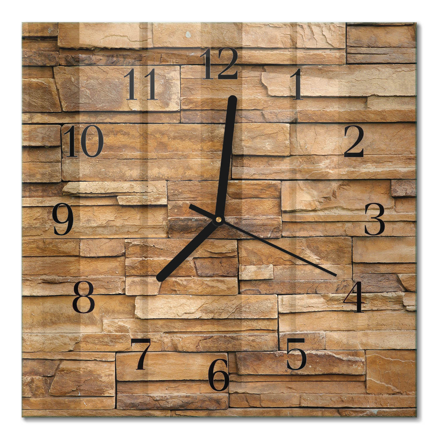 WANDUHR 30x30 cm - Klinker - Braun, Glas (30/30/0.4cm) - TULUP
