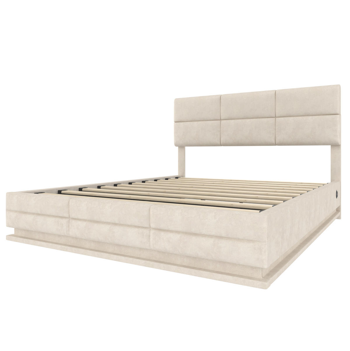 BETT mit Stauraum 140x200 cm Samt Beige - Beige, Metall (140/200cm) - Meubliv