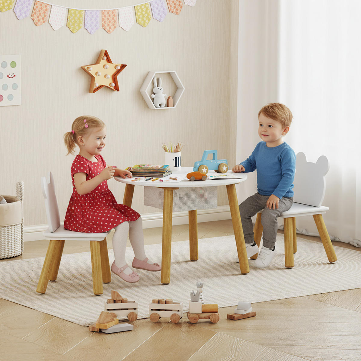 KINDERSITZGRUPPE DE-17543 Naturholz/Weiß - Weiß, Holzwerkstoff (60/44/60cm) - ComfortXL
