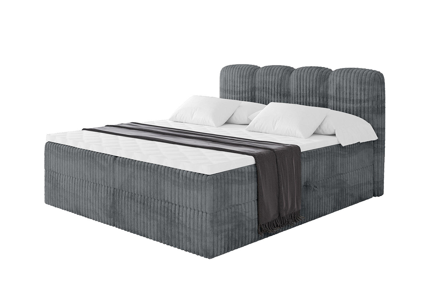 BOXBETT mit Matratze H4 - NINA - 160x200 cm - Dunkelgrau - Schieferfarben, Holzwerkstoff (160/200cm) - ALTDECOR