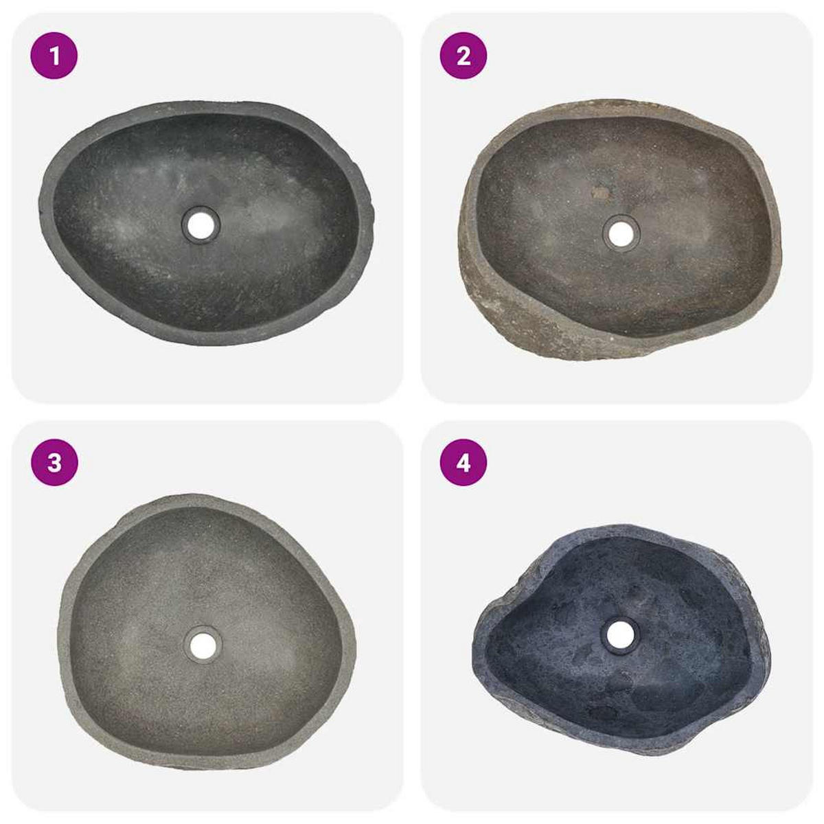 WASCHBECKEN Flussstein Oval (45-53)/(34-41) Cm - Anthrazit, Stein (41/15/53cm) - vidaXL