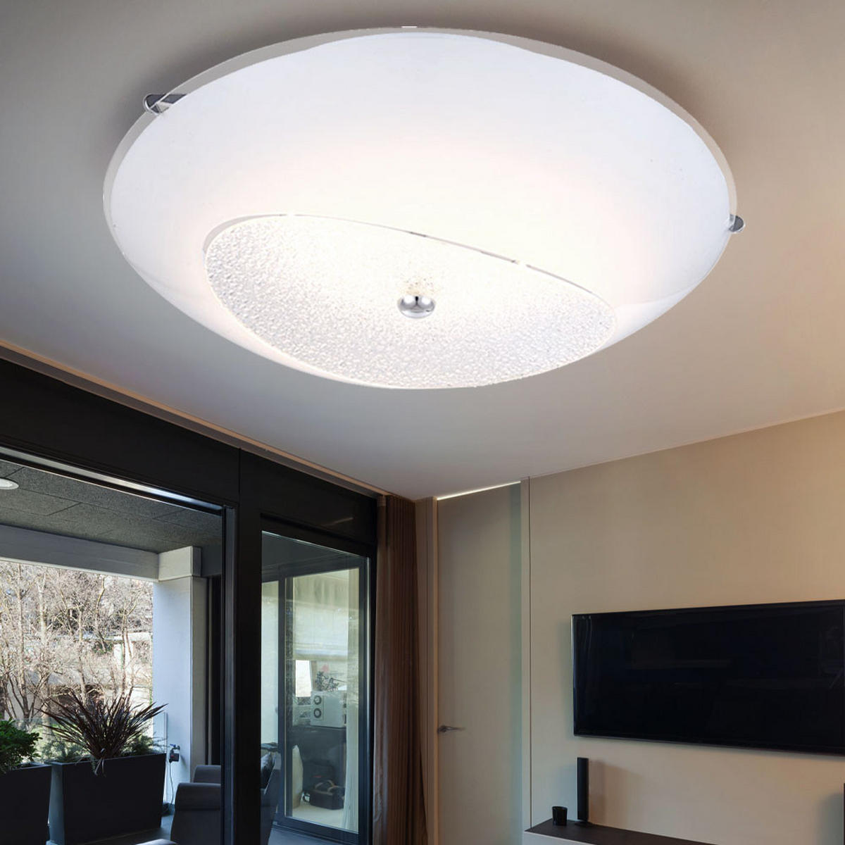 LED DECKENLEUCHTE KESSY Kristalloptik Weiß - Weiß, Glas (40/40/10cm) - Globo Lighting