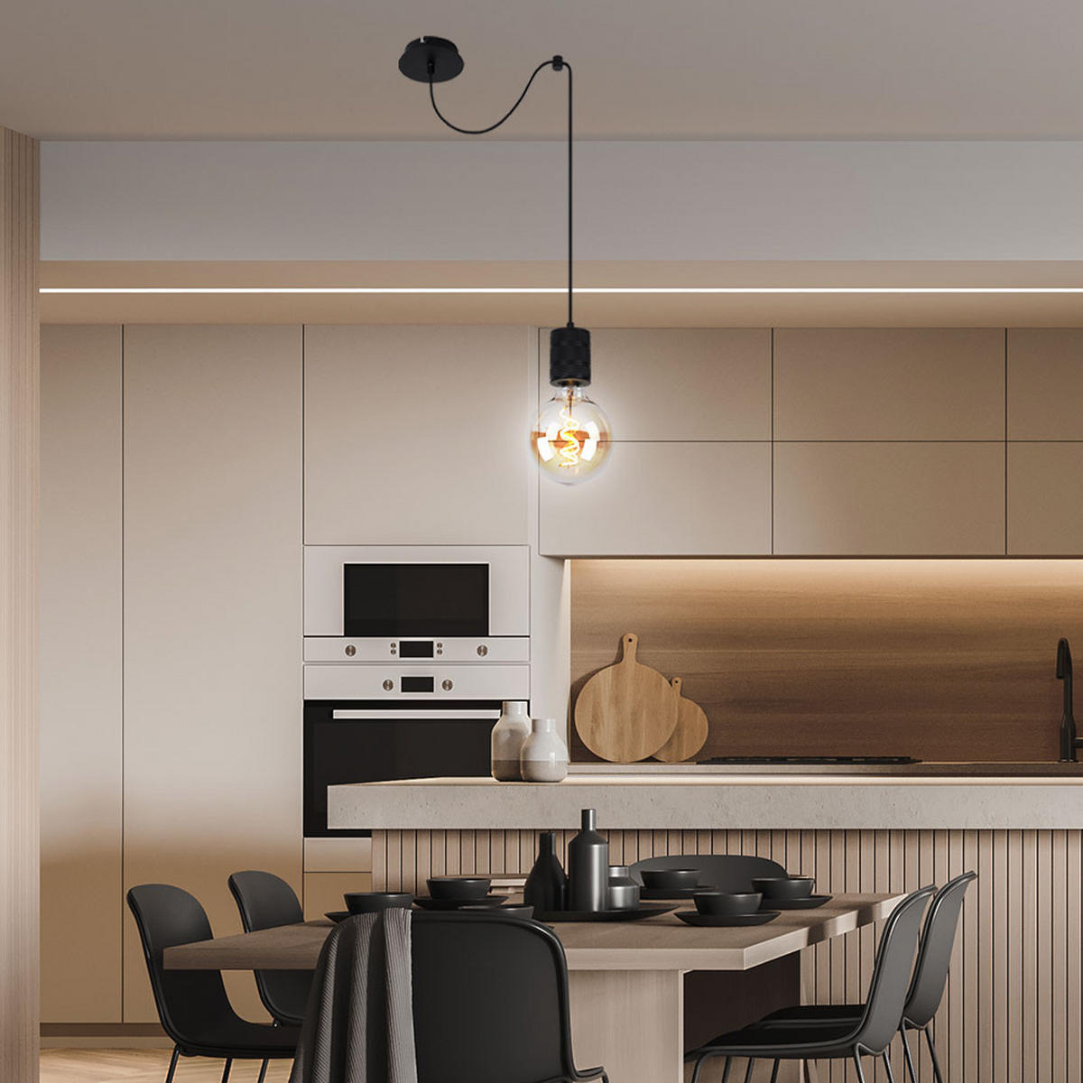 HÄNGELEUCHTE Metall Aluminium Schwarz - Schwarz, Metall (12/12/160cm) - Globo Lighting