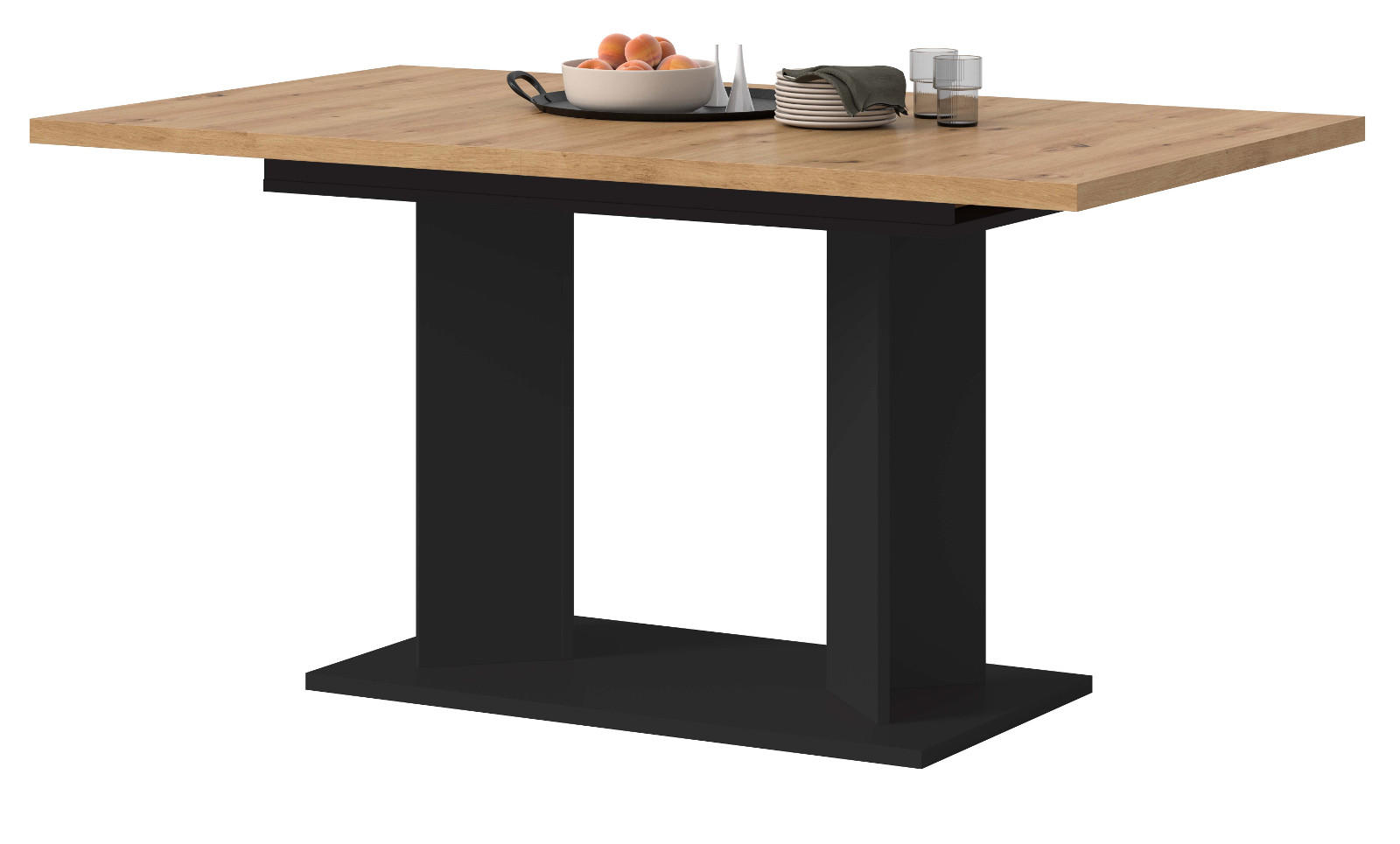 Inn.Furn Esstisch Eiche Artisan, Schwarz 150x76x90 cm