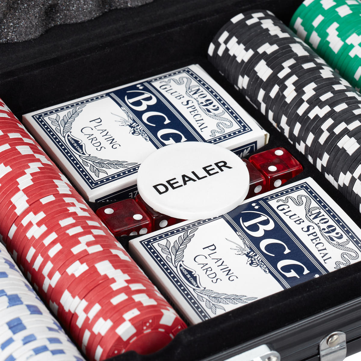 POKERKOFFER - Schwarz, Kunststoff/Metall (39/6.5cm) - Relaxdays