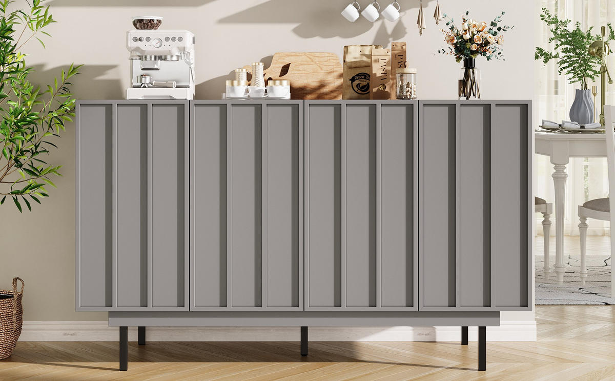 SIDEBOARD mit 4 Türen und verstellbaren Regalen, 140/38.5/82.5cm - Grau, Holzwerkstoff (140/82.5/38.5cm) - Urban Meuble