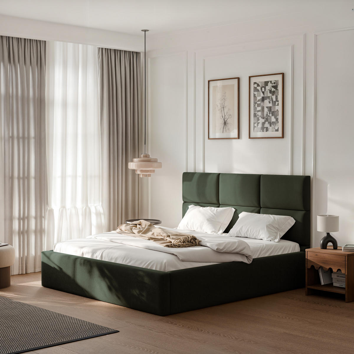 POLSTERBETT FORS 160/200 cm Bettkasten, Grün - Grün, Holzwerkstoff/Textil (160/200cm) - Idohome