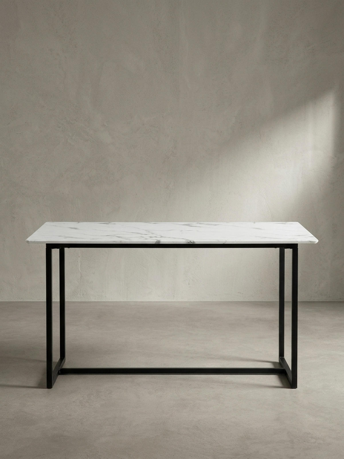 ESSTISCH Marmoroptik Metall Rechteckig Modern Klein, Weiß 160x80x76 cm - Schwarz/Weiß, Holzwerkstoff/Metall (80/160/76cm) - KADIMA DESIGN