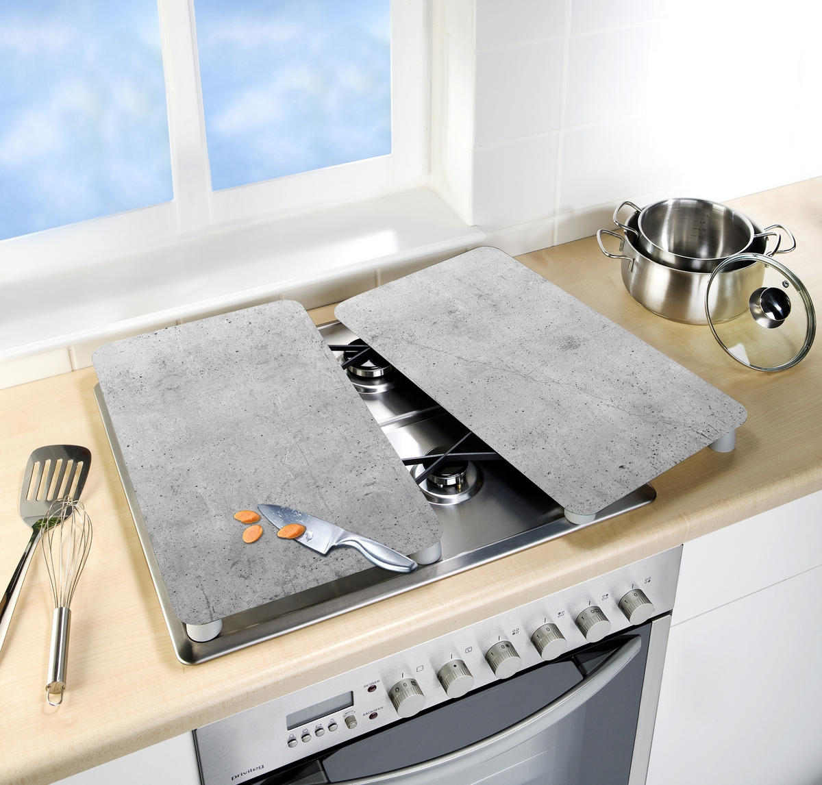 HERDABDECKPLATTEN aus Glas - Grau, Glas (30/5.5/52cm) - Wenko