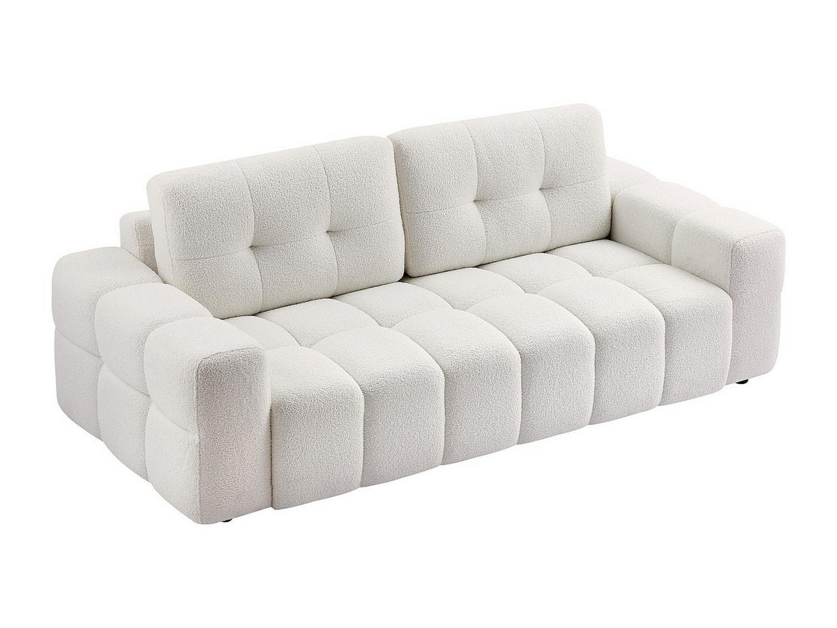 SOFA 3-Sitzer - Bouclé-Stoff - Weiß - SOPELANA - Weiß, Textil (220/78/100cm) - Vente-Unique