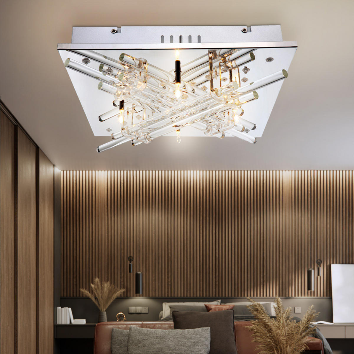 LED DECKENLEUCHTE PICABI Silber - Silberfarben, Glas (35/35/10cm)