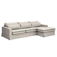 ECKSOFA mit Husse - Longchair, Webstoff - Hellgrau/Schwarz, Kunststoff/Textil (300/175cm) - home24