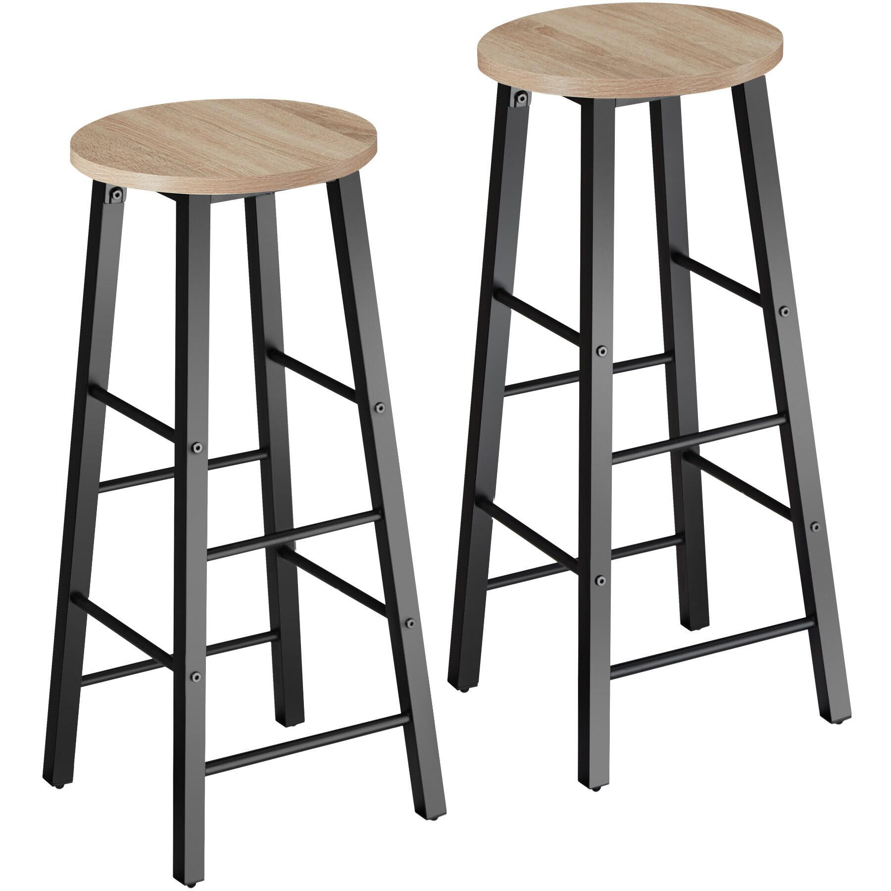 BARHOCKER 2er Set Keynes,Sitzhöhe 72,5 cm,Industrial Holz hell - Naturfarben, Holzwerkstoff (31/72.5/31cm) - tectake