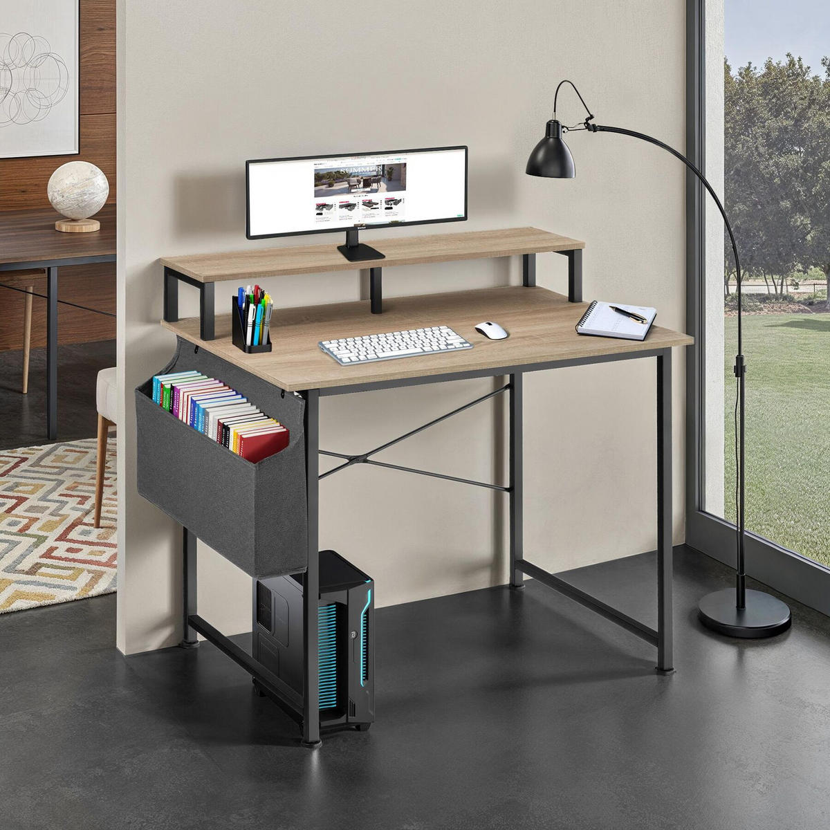 SCHREIBTISCH Thornton, 120 x 60 x 110 cm, Industrial Holz hell, Eiche Sonoma - Naturfarben, Holzwerkstoff (60/120/90cm) - tectake
