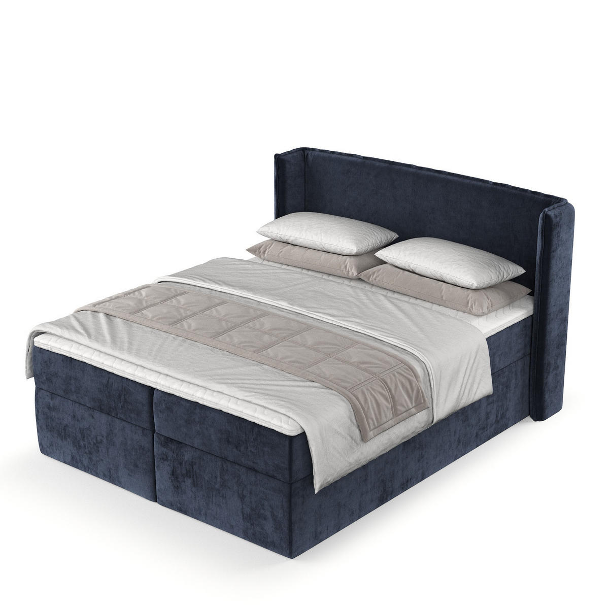 BOXBETT Viva 200/200 cm Marineblau im Lotta Stoff - Schwarz/Dunkelblau, Holz/Holzwerkstoff (200/200cm) - AltaBeds