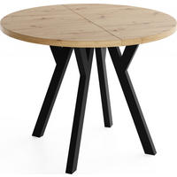 ESSTISCH Vero rund ausziehbar verlängerbar, Eiche Artisan Hellbraun 80-130/80/77 cm - Schwarz/Eiche Artisan, Holz/Holzwerkstoff (80/80/77cm) - WFL GROUP