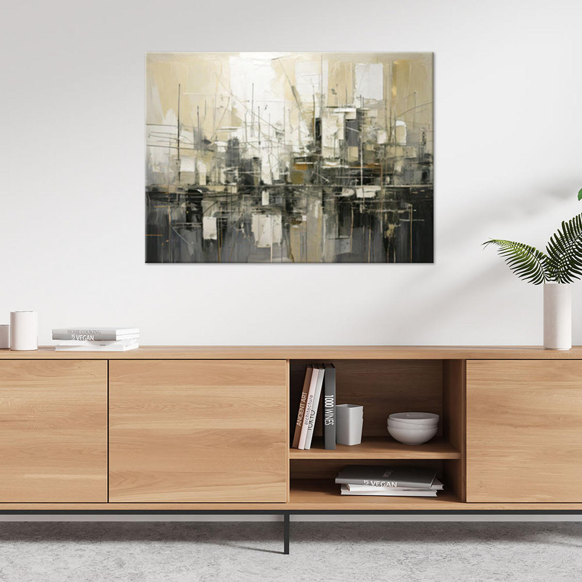 LEINWANDBILD Abstraktion 90x60cm - Beige, Textil (90/60cm) - Feeby