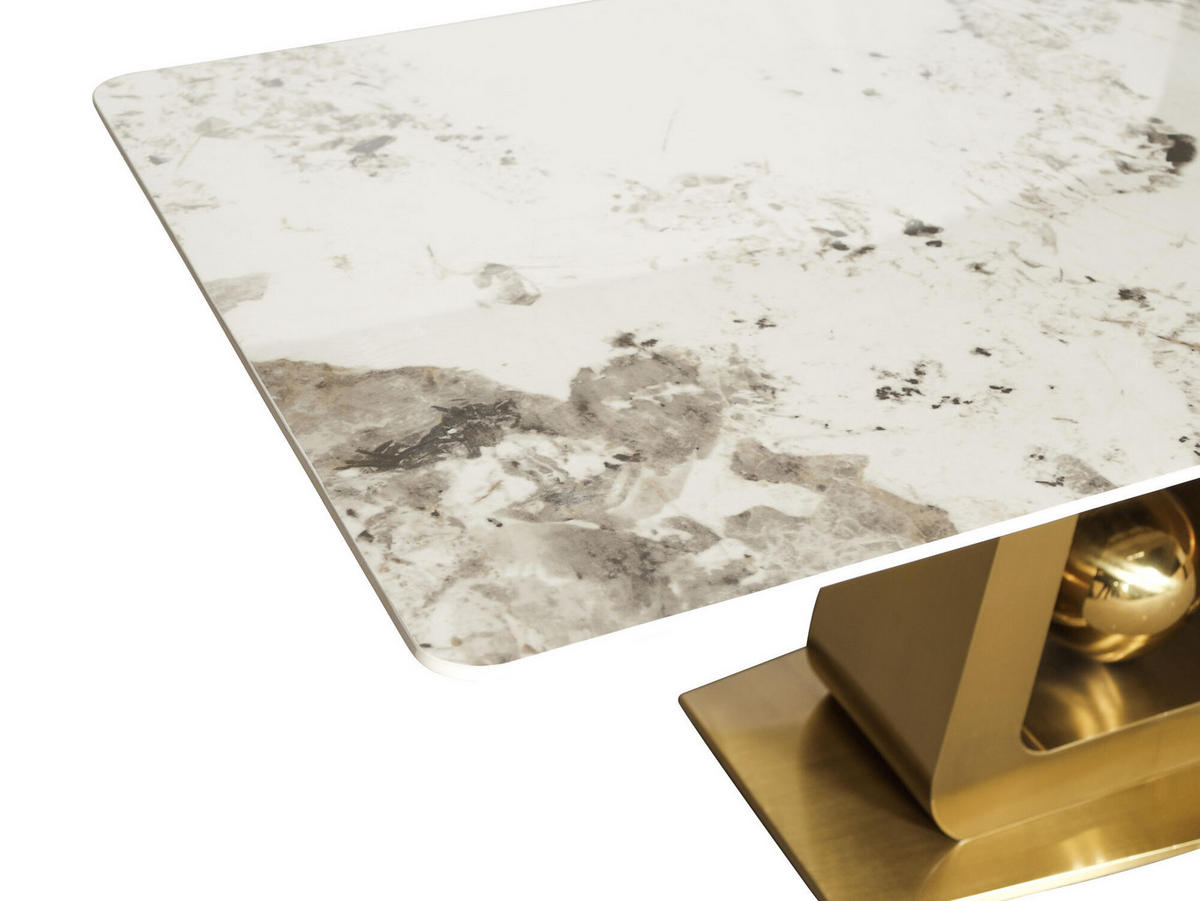 ESSTISCH MODIG Weiß 180x90x75 cm - Weiß, Stein (90/180/75cm) - FURNLUX