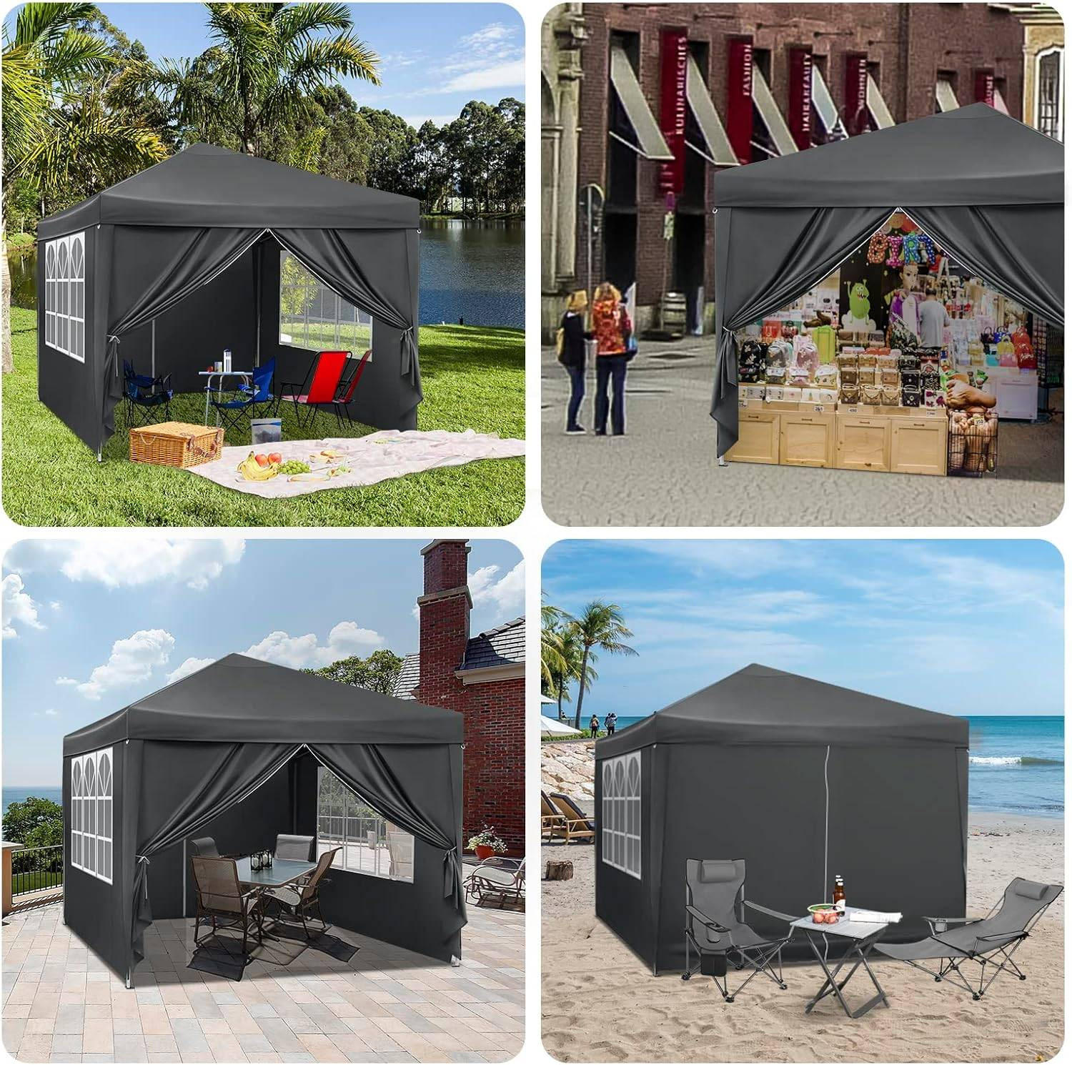 PAVILLON Pop-Up wasserdichter Faltpavillon, aus Oxford Metallrahmen 3 x 3 m - Anthrazit, Metall (300/300/260cm) - Woltu