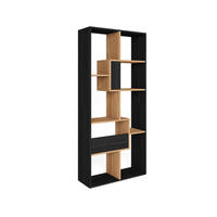 REGAL Bibliothek, Schwarz und Eiche, 67/31/162cm - Eichefarben/Schwarz, Holzwerkstoff (67/162/31cm) - Skraut Home