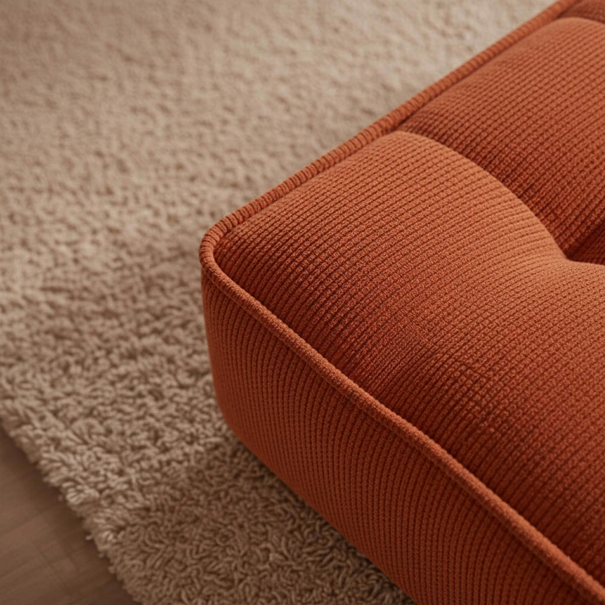 SITZPUFF, Terrakotta - Rot, Textil (80/32/75cm) - Oviala