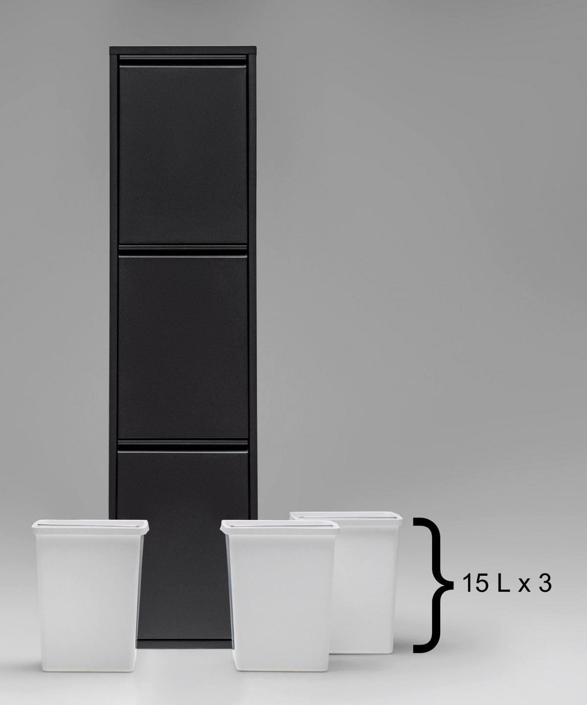 MÜLLEIMER 3 Fach Anthrazit Mülltrennsystem aus Metall - Anthrazit, Metall (33/136/25cm) - Gowoll
