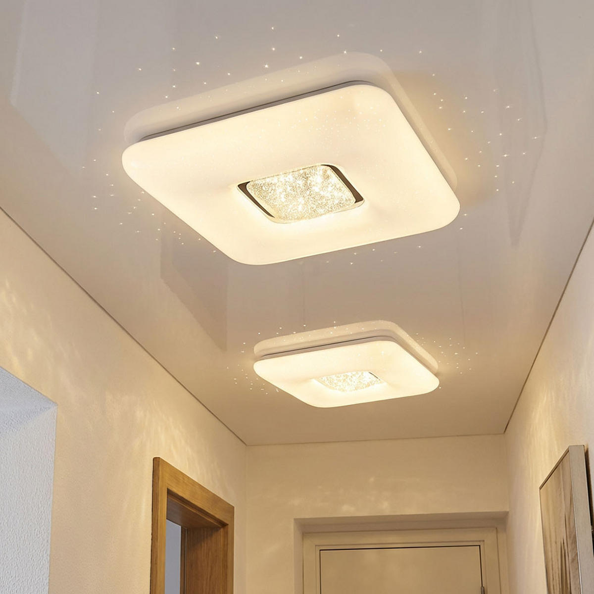2X LED DECKENLEUCHTE TRYSTAN Chrom Weiß - Weiß, Metall (43/43/8cm) - Globo Lighting