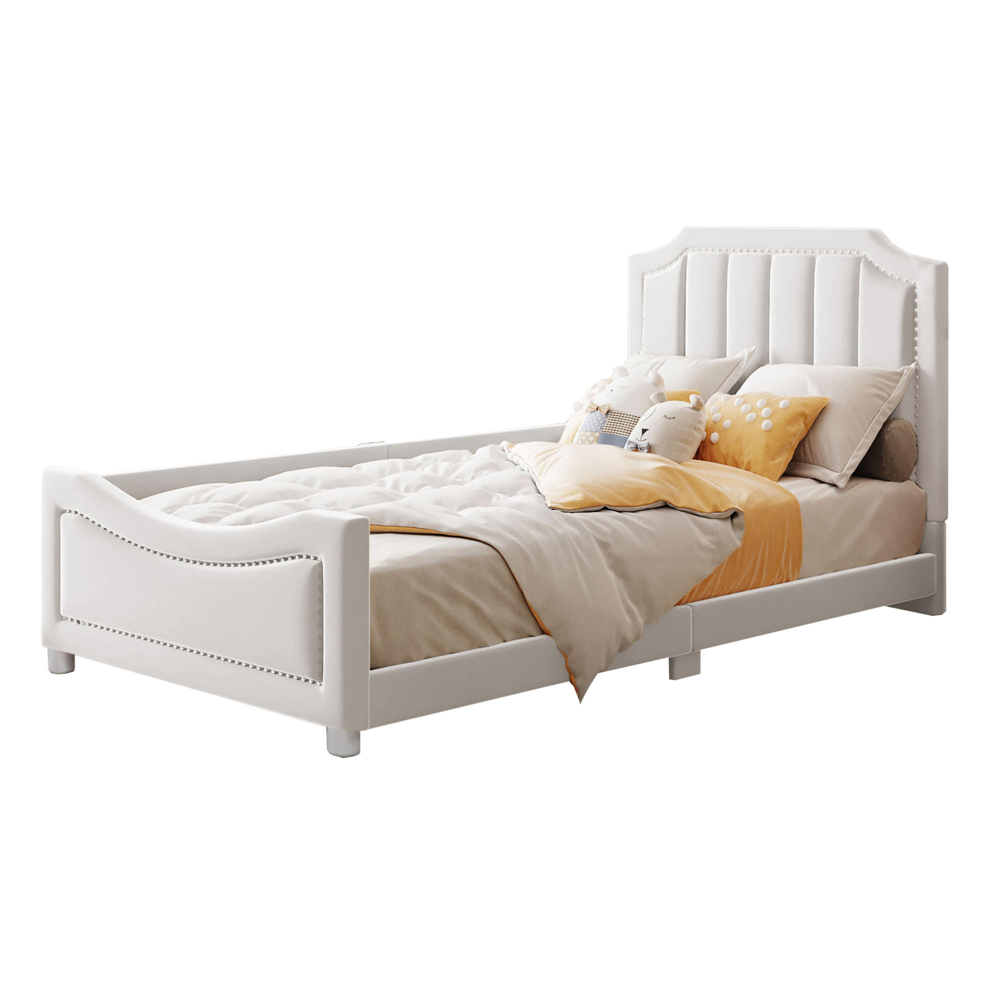 POLSTERBETT 211/94.5/41.5 cm Beige aus Holz mit Rückenlehne - Beige, Holz (90/200cm) - OKMYHOME