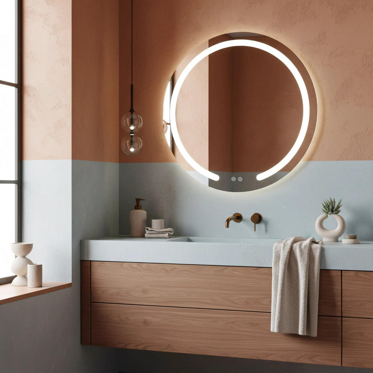 SPIEGEL Rea Led 70cm Modern - Transparent, Glas (70/70/2.5cm) - REA