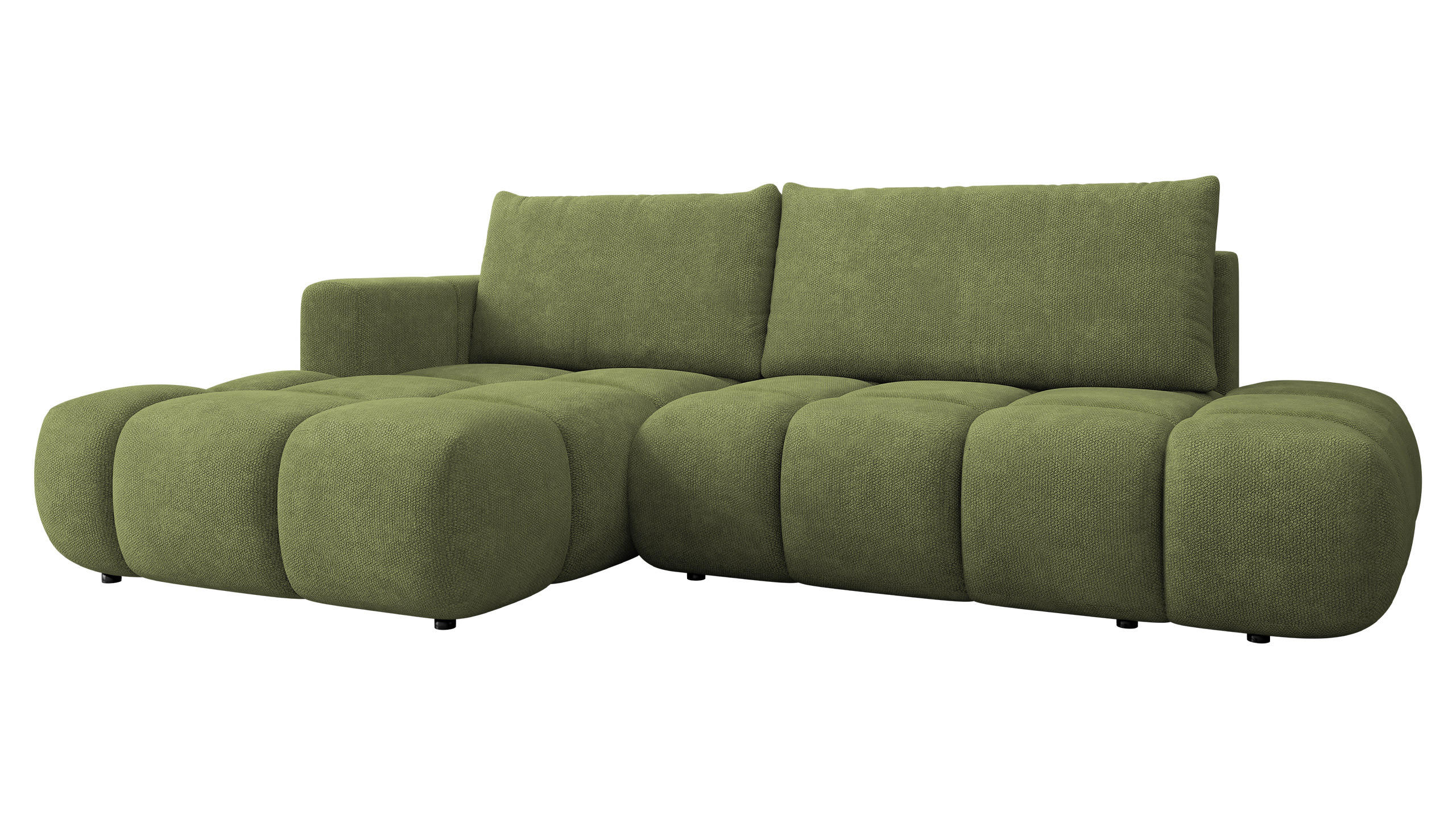 ECKSOFA Soffi, Seite: Links - Schwarz/Grün, Holz/Kunststoff (283/166cm) - MIRJAN24