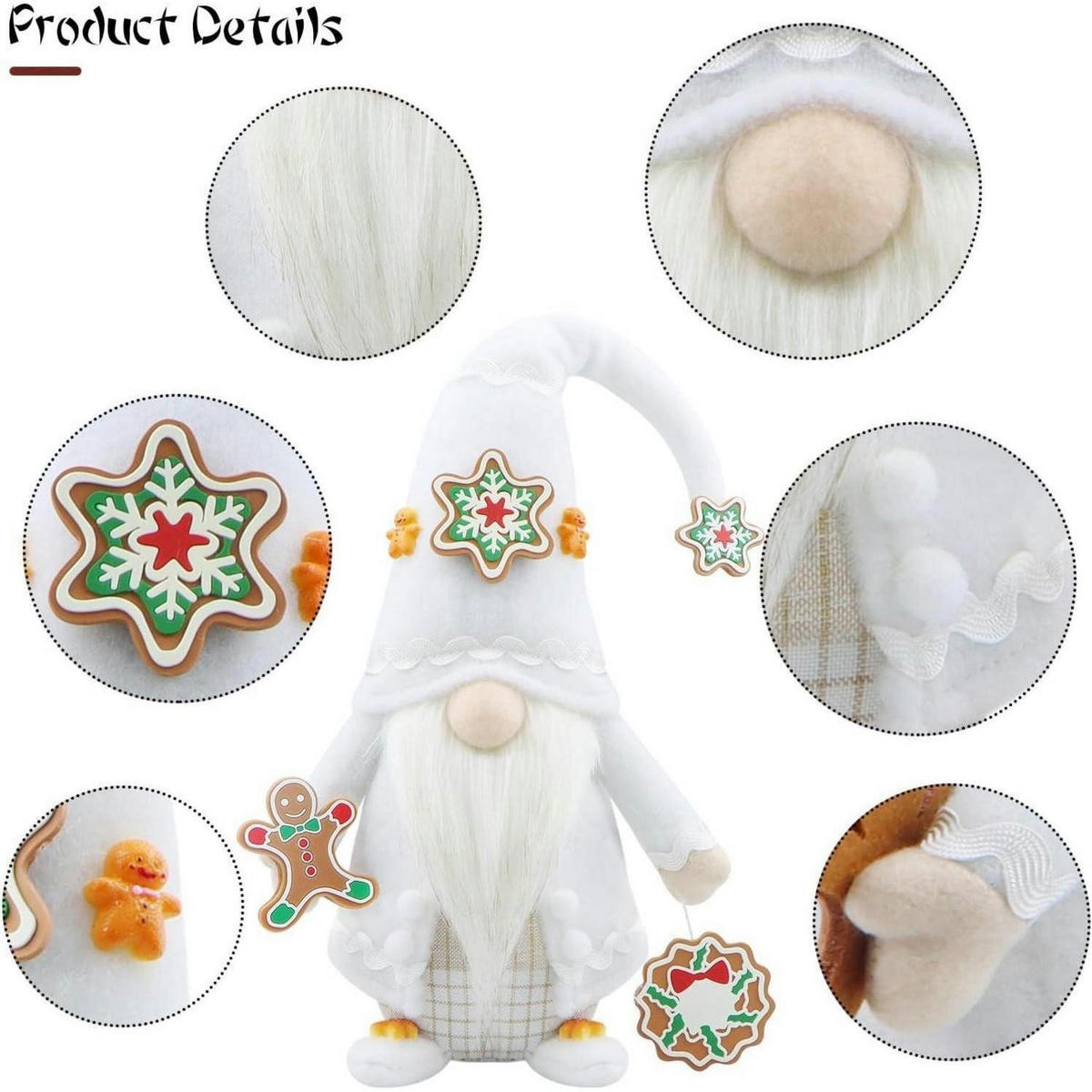 WEIHNACHTSWICHTEL Figur Weiß - Weiß, Textil (9/43/16cm)