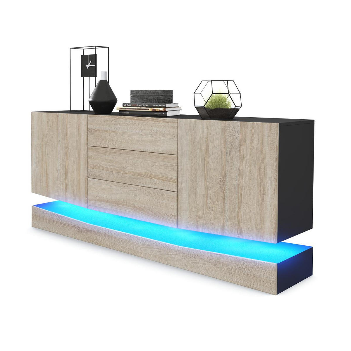 SIDEBOARD City Fronten in Eiche sägerau - Eiche San Remo, Holzwerkstoff (178/82/39cm) - Vladon