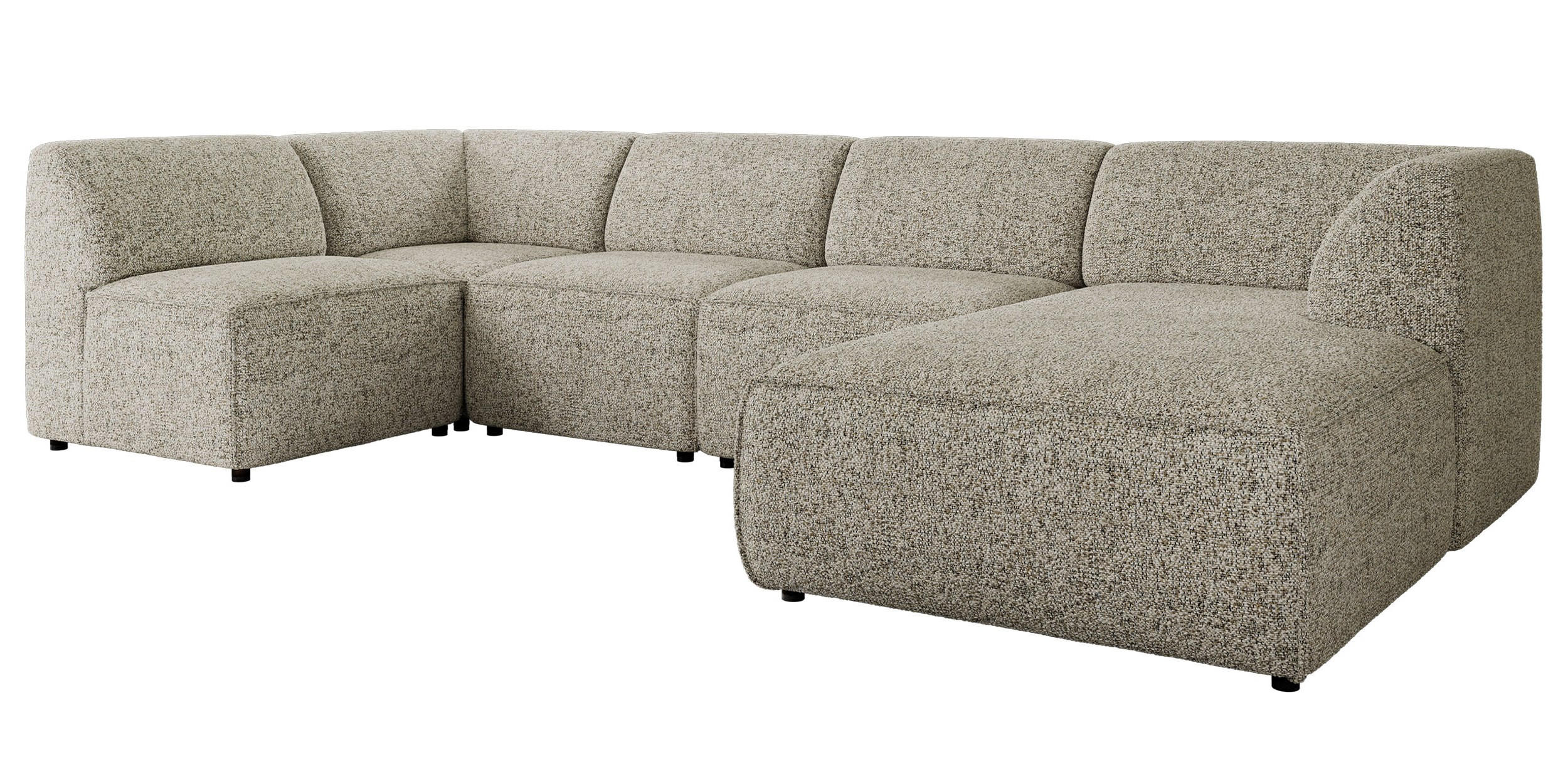 WOHNLANDSCHAFT MODARO U 5M - Beige Struktur - Rechts - Beige/Schwarz, Textil (345/78/180cm) - MKS