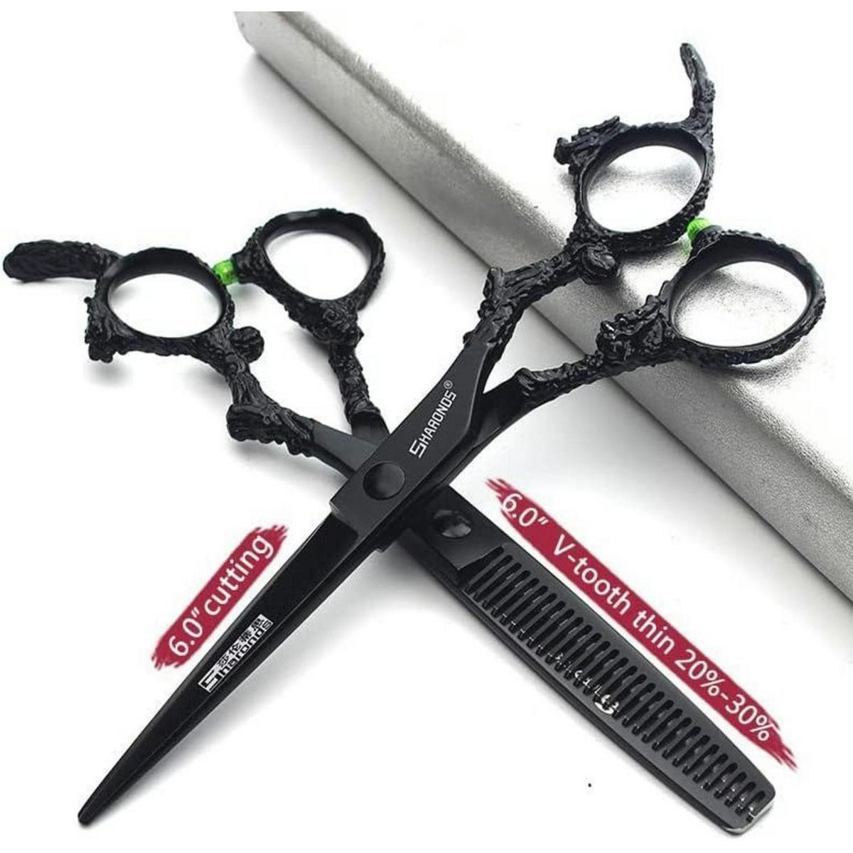 FRISEURSCHEREN Set 6 Zoll JP440c Edelstahl Ergonomisch - Schwarz, Metall (10/1.5/25cm)