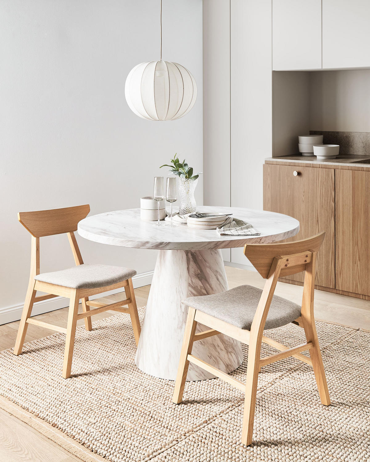 ESSZIMMERSTUHL 2er-Set Hellbraun Hopkins - Hellbraun/Beige, Holz (54/79/57cm) - Beliani