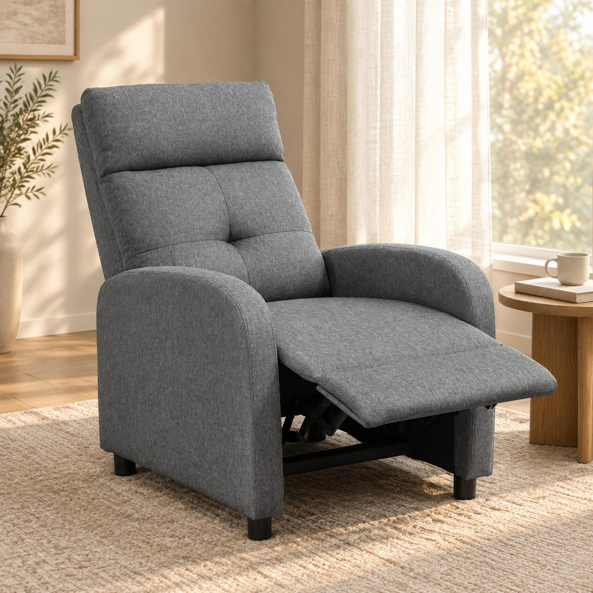 RELAXSESSEL in Grau 87x67x98 cm mit Liegefunktion und Taschenfederkern - Grau, Textil (67/98/87cm) - IVMEU