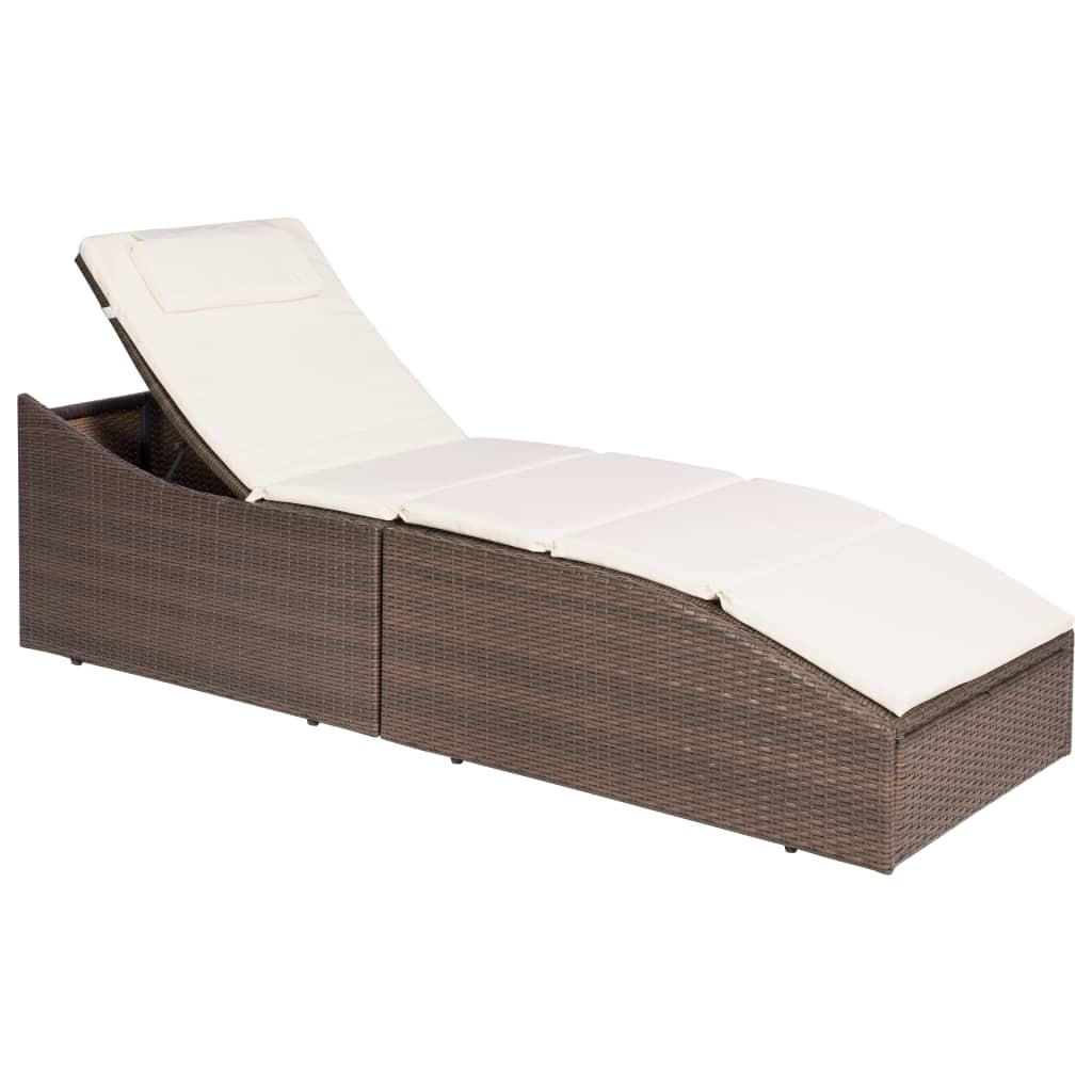SONNENLIEGE mit Polsterauflage Poly Rattan Braun - Braun, Holz (192/95/62cm) - furnicato