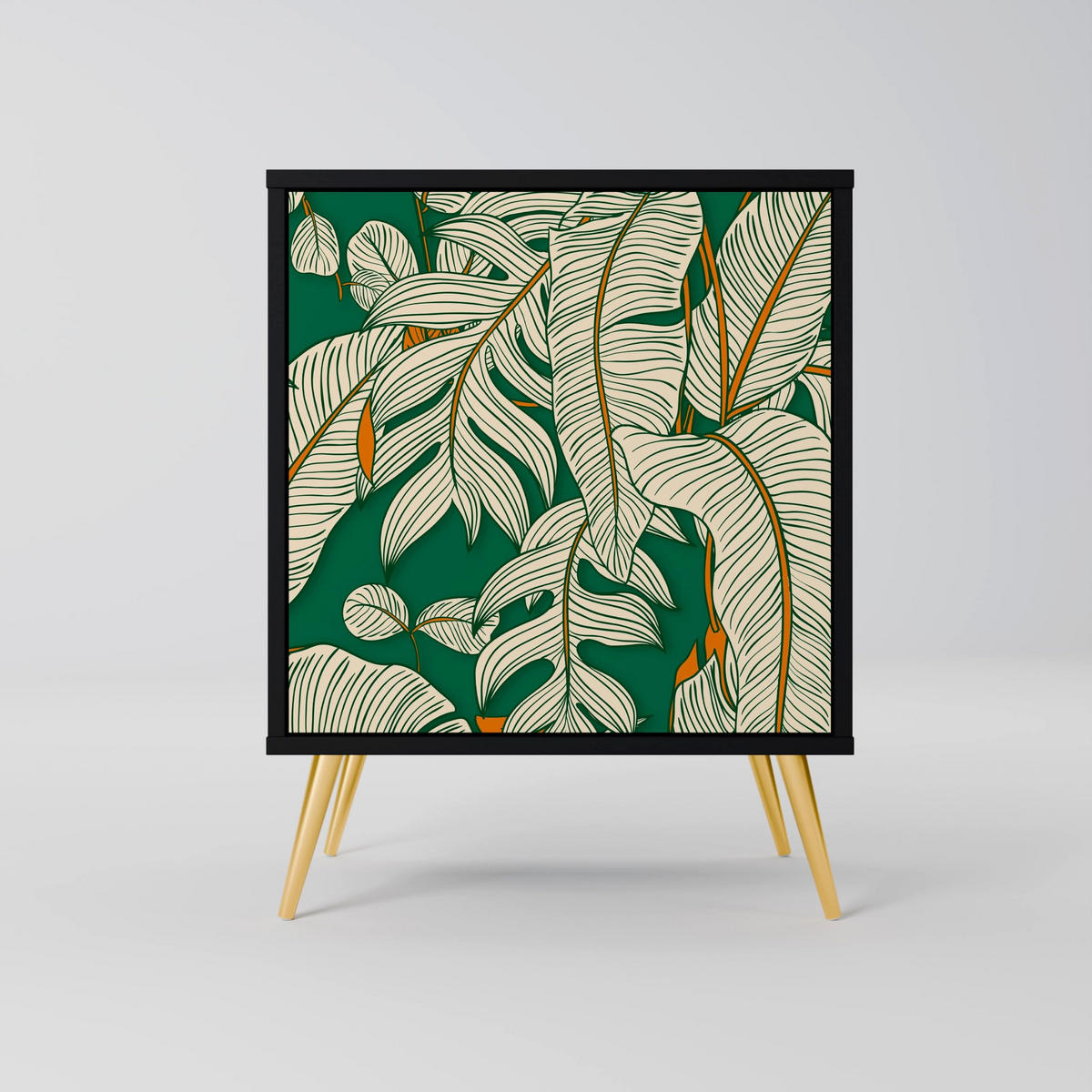 SIDEBOARD VERDANT PLEASURES, Schwarz, 57,5x42x67,5 cm, Schwarze Metall-Rahmenfüße - Multicolor/Schwarz, Holzwerkstoff/Metall (57.5/67.5/42cm) - SpaceRebels