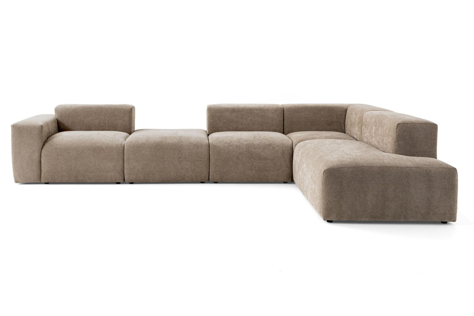 5-SITZER modulares Ecksofa HEAVEN SET 5 Rechts, Breite 380 cm Webstoff Braun - Schwarz/Braun, Holz/Kunststoff (245/380cm) - Muffo