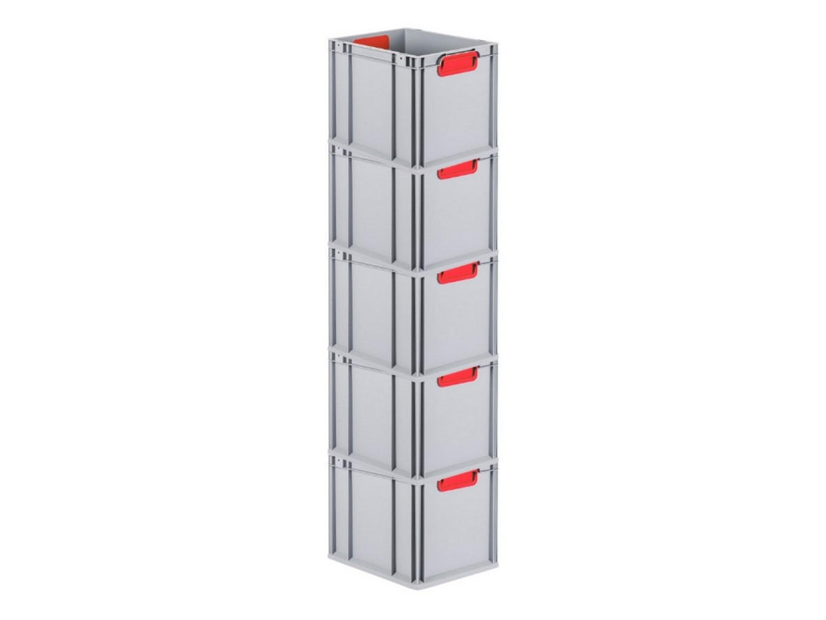 EUROBOX 5x Nextgen Color 32x30x40cm 30 Liter Griffe Rot Geschlossen - Rot, Kunststoff (30/32/40cm) - PROREGAL