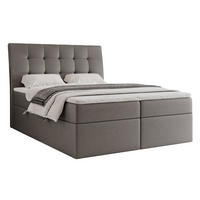 BOXBETT BAILEY 200/200 cm mit Matratze und Topper, Grau - Schwarz/Grau, Textil/Metall (200/200cm) - Idohome